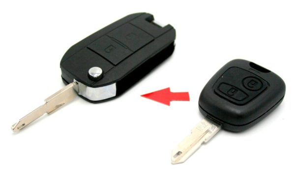 klíč peugeoT 206 přestavba NE73 autoklíč dálkové ovládání planžeta tlačítka