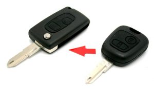 klíč peugeoT 206 přestavba NE73 autoklíč dálkové ovládání planžeta tlačítka