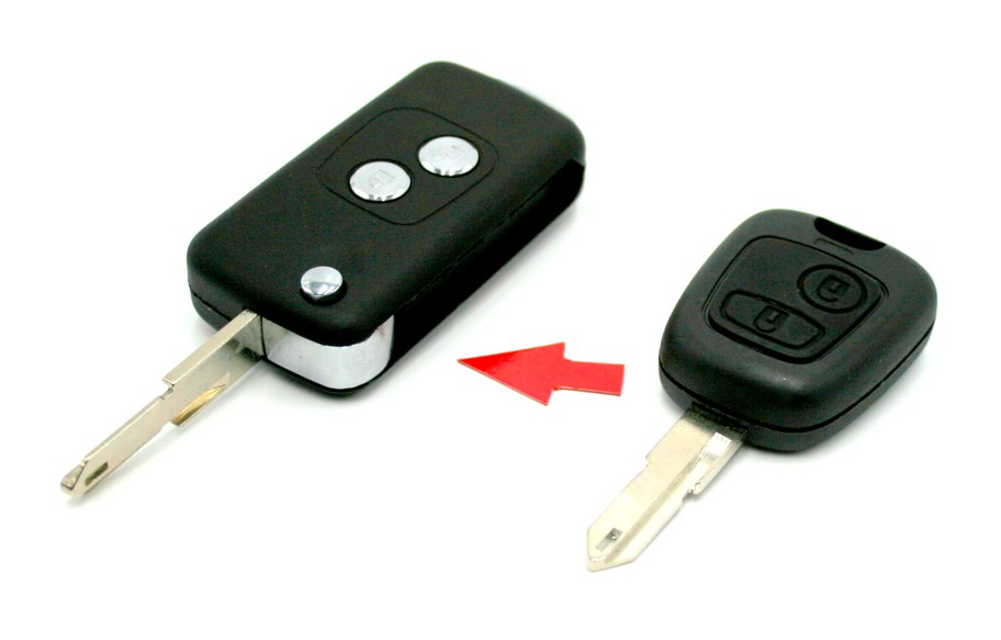 klíč peugeot 206 přestavba NE73 autoklíč dálkové ovládání